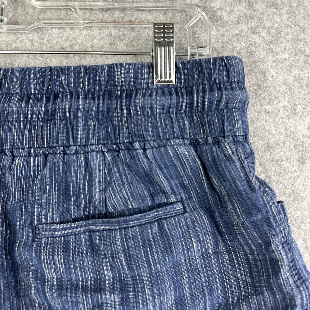 Athleta Cabo Linen Textured Shorts Womens 10 Blue Pull On Drawtstring Pockets 4" - Picture 6 of 13
